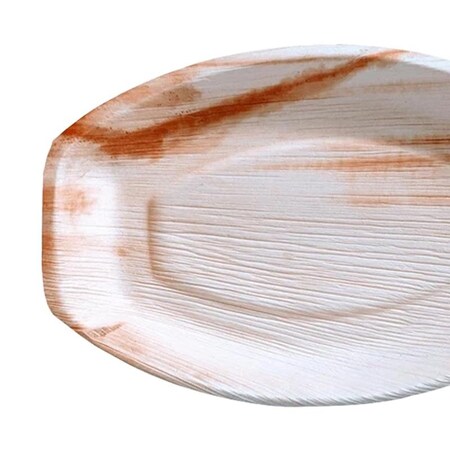 Smarty Had A Party 9" x 13" Oval Natural Palm Leaf Eco-Friendly Disposable Trays (100 Trays), 100PK 5514T-CASE